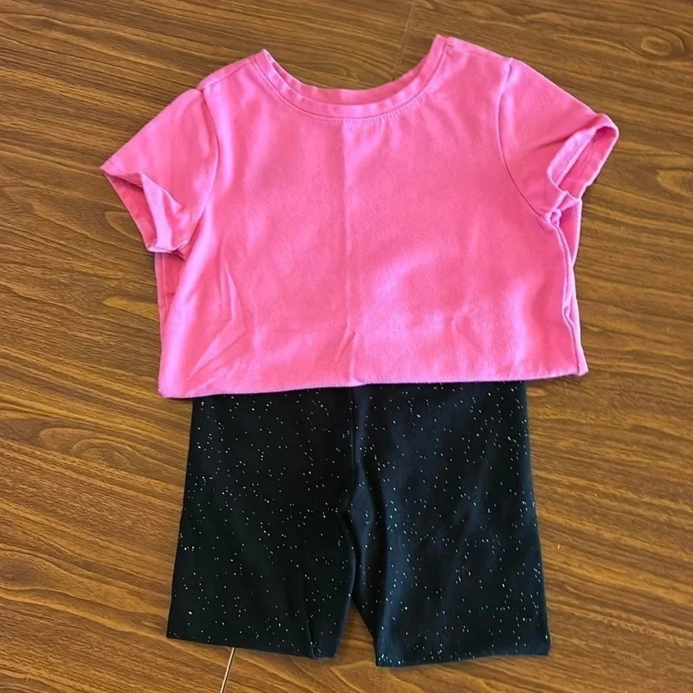 Garanimals Girls Pink 3T Top Cat and Jack 3T Blk/Sparkly Leggings